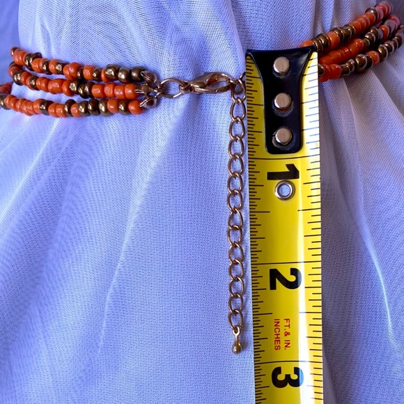 🌱 Gorgeous Vintage Orange long Beaded Necklace - Picture 6 of 8
